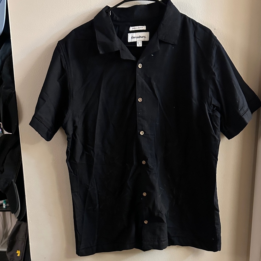 Threadbare Men's Classic Black Button Down Shirt